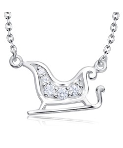  Christmas Sleigh Designed With CZ Silver Necklace SPE-5228